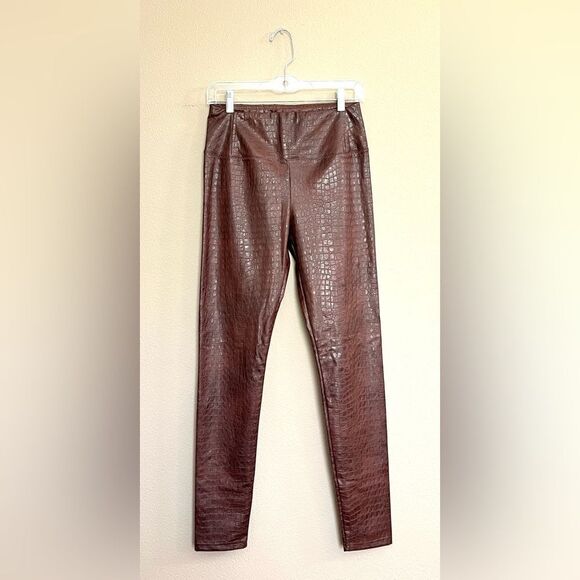 7 For All Mankind Faux Leather Crocodile Leggings - Picture 1 of 10